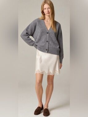 $465 CLOSED Alpaca Wool Sweater Cardigan V-Neck Women's Sz M Gray Preppy Luxury